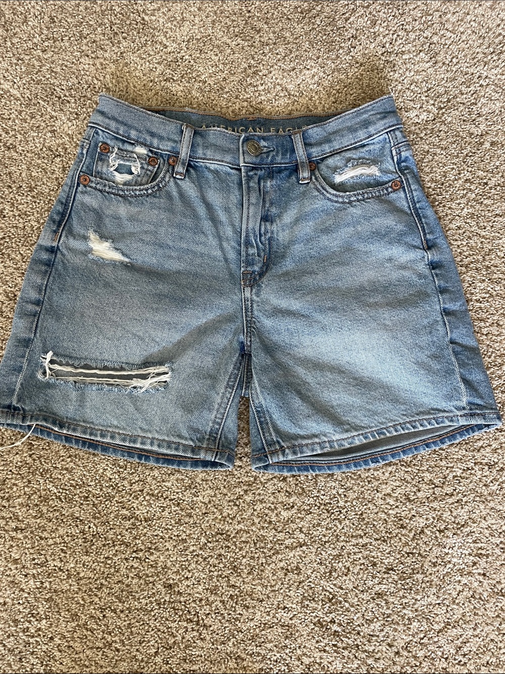 American Eagle Outfitters Light Blue Distressed Denim Cutoff Shorts